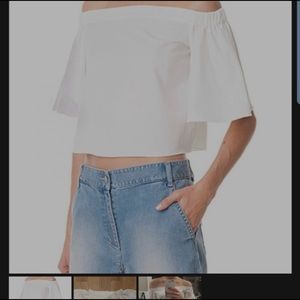 Tibi off-the-shoulder crop top white size 2